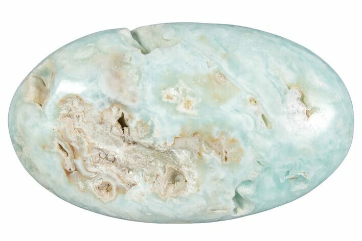 Polished Blue Caribbean Calcite Palm Stone #275585